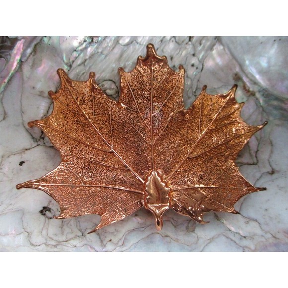 Stunning Copper Plated Maple Leaf Pendant Autumn Leaves Fall 3 inches - Picture 5 of 8